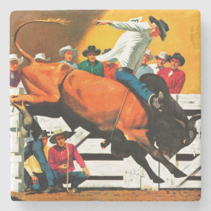 Dessous-de-verre En Pierre Équitation de Taureau par Fred Ludekens