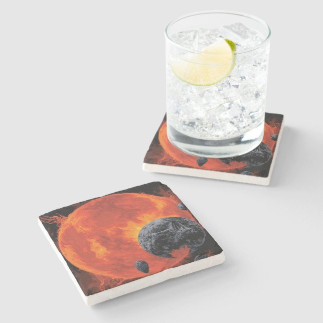 Dessous-de-verre En Pierre Espace cimetière crâne Halloween Galaxie des horre (Côté)