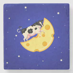Dessous-de-verre En Pierre Et la vache s'est cognée sur la lune au fromage