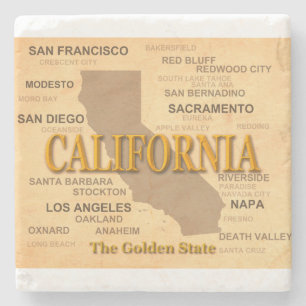 Dessous-de-verre En Pierre État de carte de la Californie, Los Angeles,