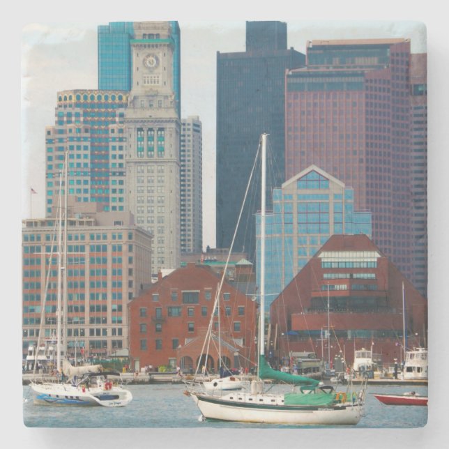 Dessous-de-verre En Pierre États-Unis, Massachusetts. Skyline de Boston Water (Devant)