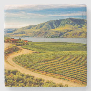Dessous-de-verre En Pierre États-Unis, Washington, Lac Chelan. Les vignobles