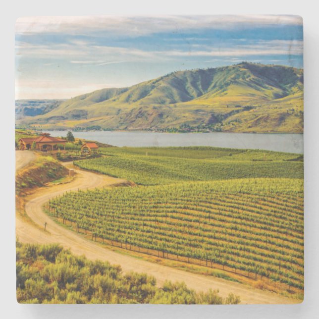 Dessous-de-verre En Pierre États-Unis, Washington, Lac Chelan. Les vignobles  (Devant)