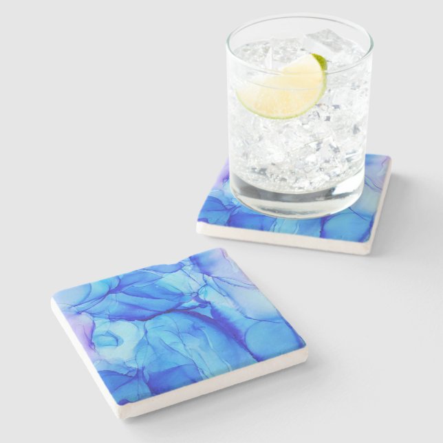 Dessous-de-verre En Pierre Eté - Blue Water (Côté)