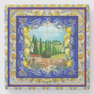Dessous-de-verre En Pierre été italien Majolica carreaux bleu citrus