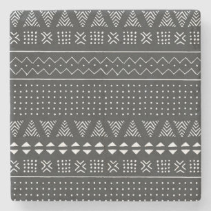 Dessous-de-verre En Pierre Ethnie tribale : motif noir blanc.