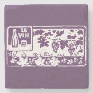 Dessous-de-verre En Pierre Étiquette de vin français vintage Vignoble rusti