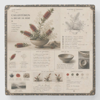 Dessous-de-verre En Pierre Étude d'Ikebana n° 27 Rince-bouteille et branche s