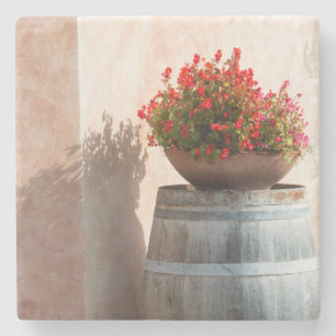 Dessous-de-verre En Pierre Europe, Italie, Toscane. Pot de fleurs