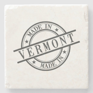 Dessous-de-verre En Pierre Fabriqué dans le Vermont Round Rubber Stamp Logo 