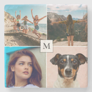 Dessous-de-verre En Pierre Family Photo Collage Monogram