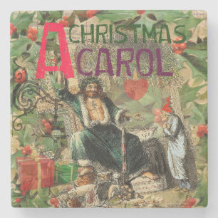 Dessous-de-verre En Pierre Fantôme de Noël Illustration actuelle Scrooge