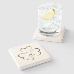 Dessous-de-verre En Pierre Faux Golden Shamrock Clocher Irlandais Bonne chanc