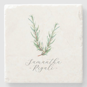 Dessous-de-verre En Pierre Favoris personnalisés Rosemaire aquarelle