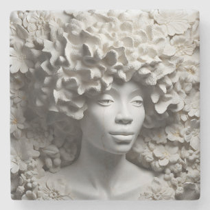 Dessous-de-verre En Pierre Femme afro-américaine Reine noire Melanin Poppin