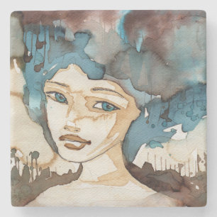 Dessous-de-verre En Pierre Femme bleue
