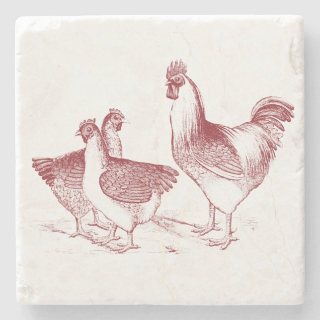 Dessous-de-verre En Pierre Ferme rustique poulet animaux cuisine (Devant)
