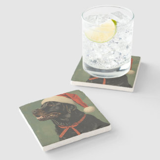 Dessous-de-verre En Pierre Fetching Through the Snow Stone Coaster