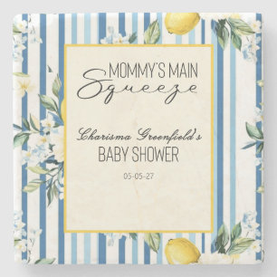 Dessous-de-verre En Pierre Fête Bébé Garçon Lemon Blue Main Squeeze de Maman