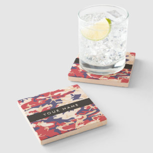 Dessous-de-verre En Pierre Fête de l'Indépendance Camouflage Votre nom Person