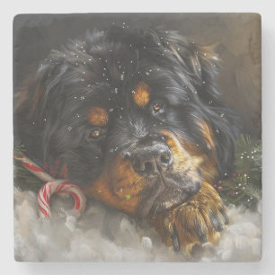 Dessous-de-verre En Pierre Fête de Noël du chien Mastiff Tibétain