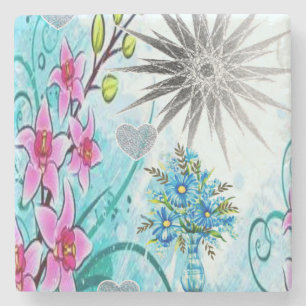 Dessous-de-verre En Pierre Fête des mères Dessous de verre en pierre de marbr