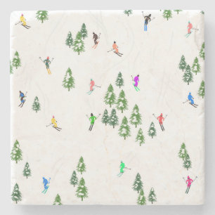 Dessous-de-verre En Pierre Fête d'Illustration de ski alpin Freeride