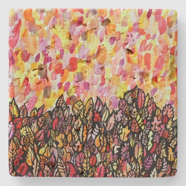 Dessous-de-verre En Pierre Feuille d'automne (Devant)