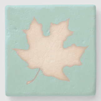 Dessous-de-verre En Pierre Feuille de crème sur Turquoise