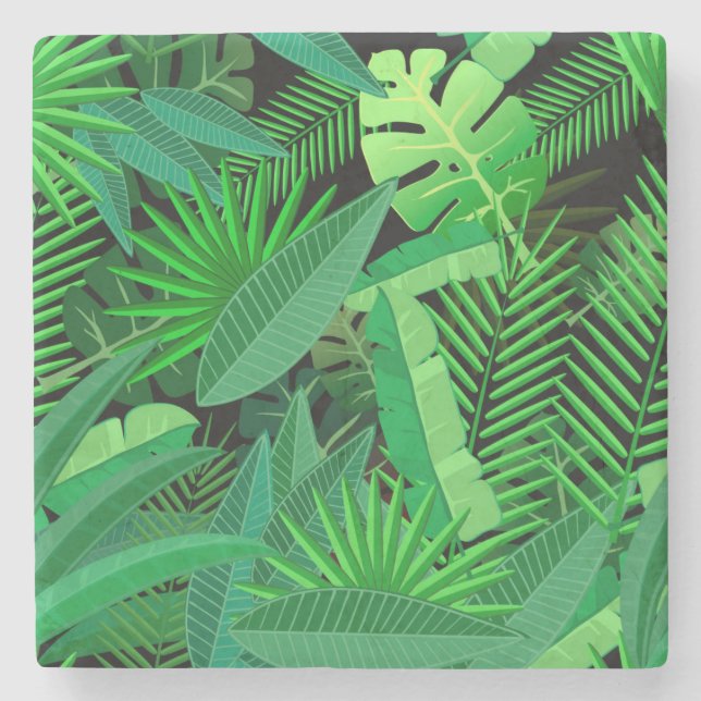 Dessous-de-verre En Pierre Feuille de palmiers tropicaux (Devant)