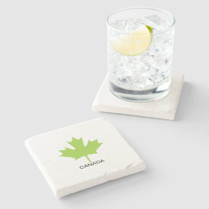 Dessous-de-verre En Pierre Feuille d'érable verte Canada