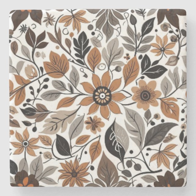 Dessous-de-verre En Pierre Feuilles Brown gris d'érable Dessous de verre Mari (Devant)