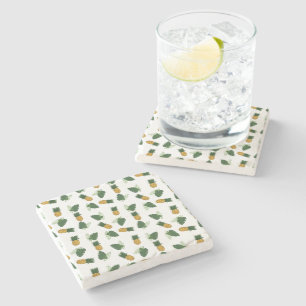 Dessous-de-verre En Pierre Feuilles D'Ananas Et De Palmiers