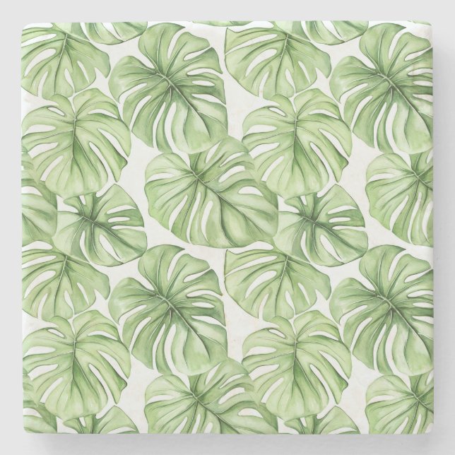 Dessous-de-verre En Pierre Feuilles Tropical Green Palm (Devant)