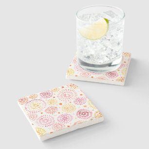 Dessous-de-verre En Pierre Feux d'aquarelle mignonne en jaune et orange