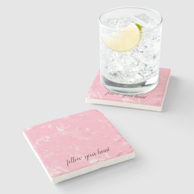 Dessous-de-verre En Pierre Fille Marbre blanc rose (Côté)