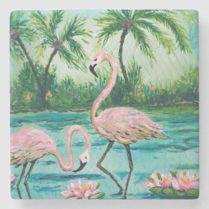 Dessous-de-verre En Pierre Flamant rose tropical de Floride