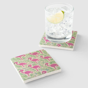 Dessous-de-verre En Pierre Flamants roses roses Motif tropical