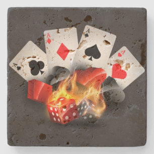 Dessous-de-verre En Pierre Flame Poker Casino Black
