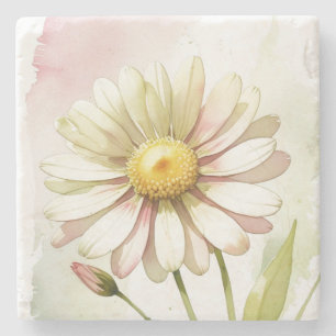 Dessous-de-verre En Pierre Fleur aquarelle moderne professionnelle Daisy