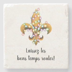 Dessous-de-verre En Pierre Fleur de Lis avec les lumières de Noël