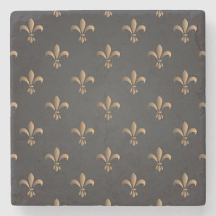 Dessous-de-verre En Pierre Fleur de lis, vintage, élégant, chic.classy, motif