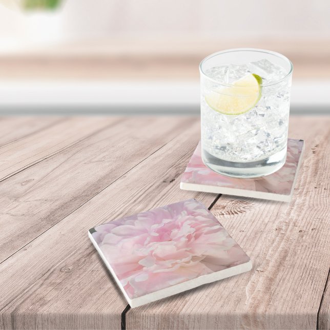 Dessous-de-verre En Pierre Fleur de pivoine rose (Créateur téléchargé)
