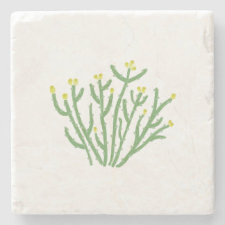 Dessous-de-verre En Pierre Fleur jaune Cholla Cactus Dessous de verre en pier