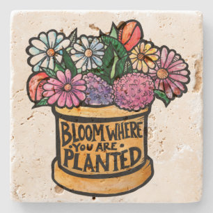 Dessous-de-verre En Pierre Fleur Où vous êtes planté