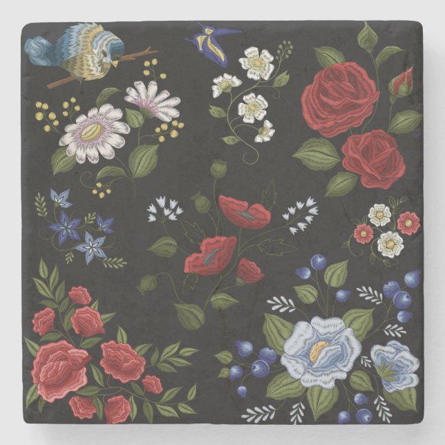 Dessous-de-verre En Pierre Fleurs (Devant)