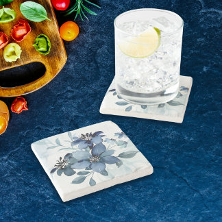 Dessous-de-verre En Pierre Fleurs bleues 1