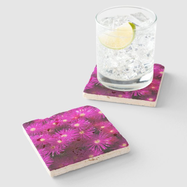 Dessous-de-verre En Pierre Fleurs d'aster rose (Côté)
