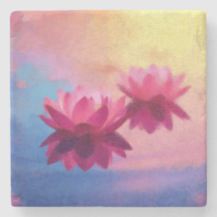Dessous-de-verre En Pierre Fleurs de Lotus Abstraites colorées