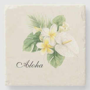 Dessous-de-verre En Pierre Fleurs de Plumeria Tropicales Aloha